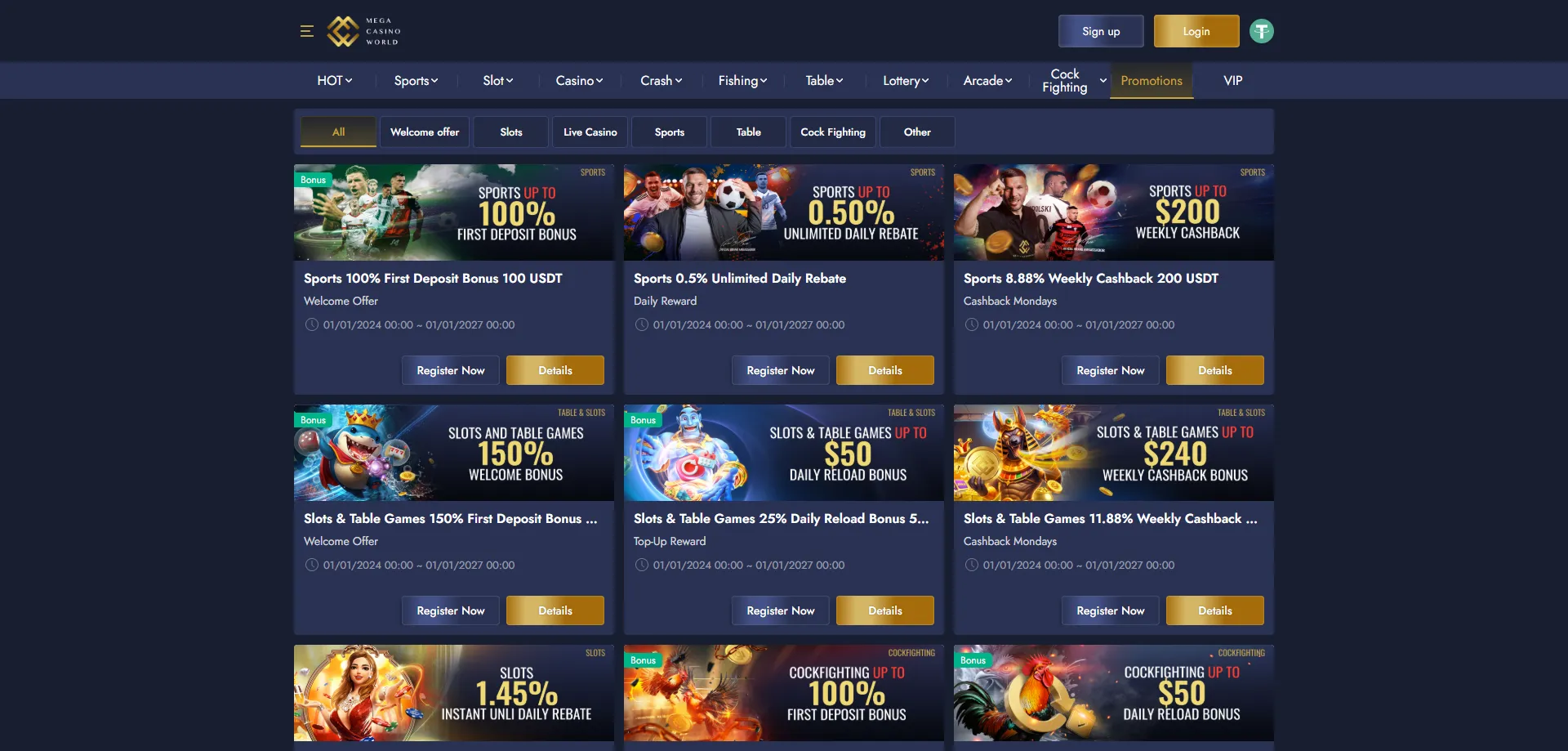 MCW Mega Casino 150% welcome bonus up to 10,000 BDT for new players