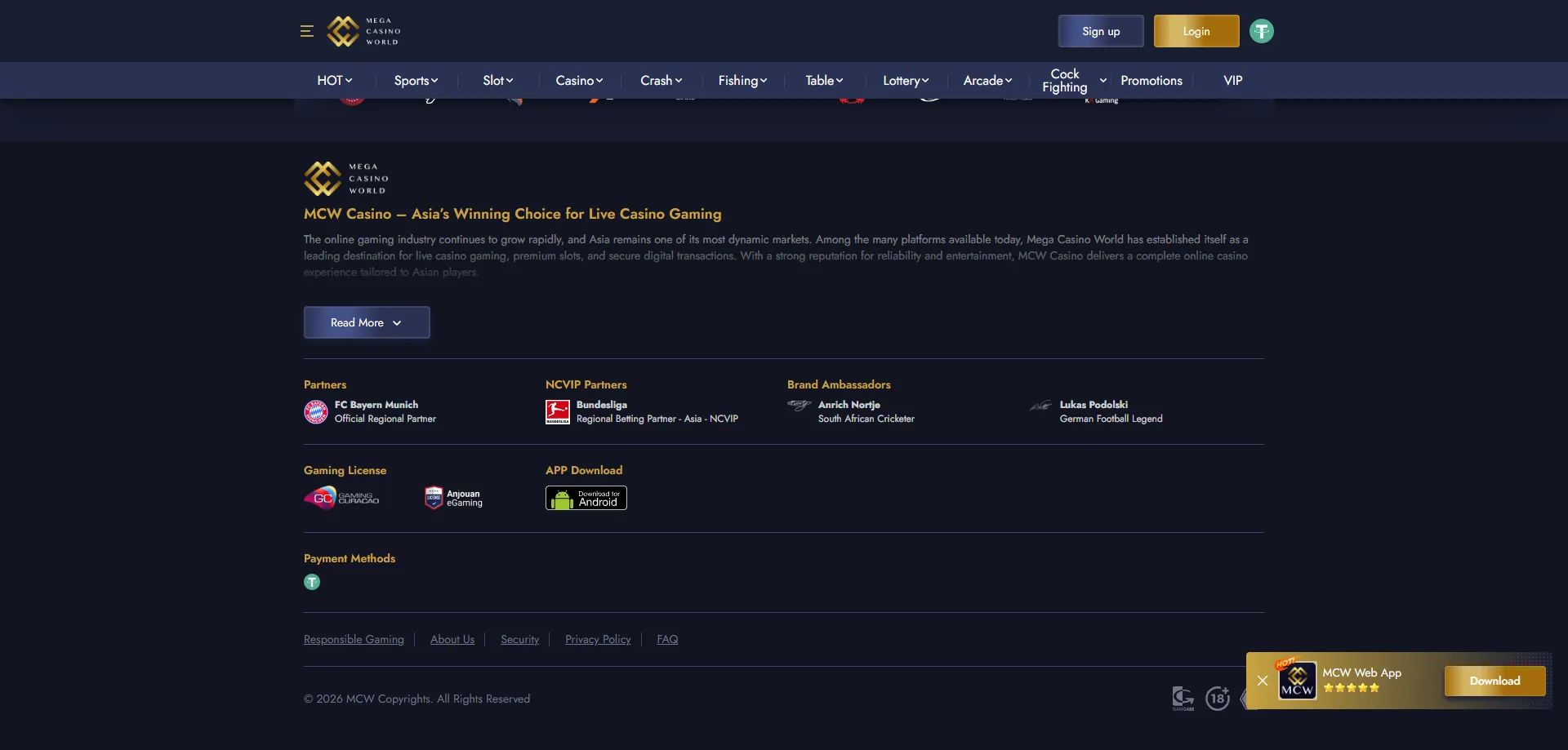 MCW Casino Bangladesh deposit and withdrawal methods — bKash Nagad Rocket